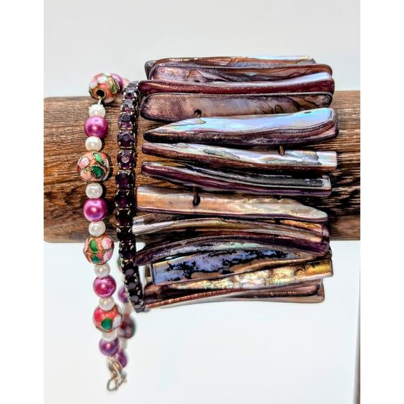 Eight Piece Purple Gold Tone Theme Lot of Mixed Jewelry - Picture 2 of 4